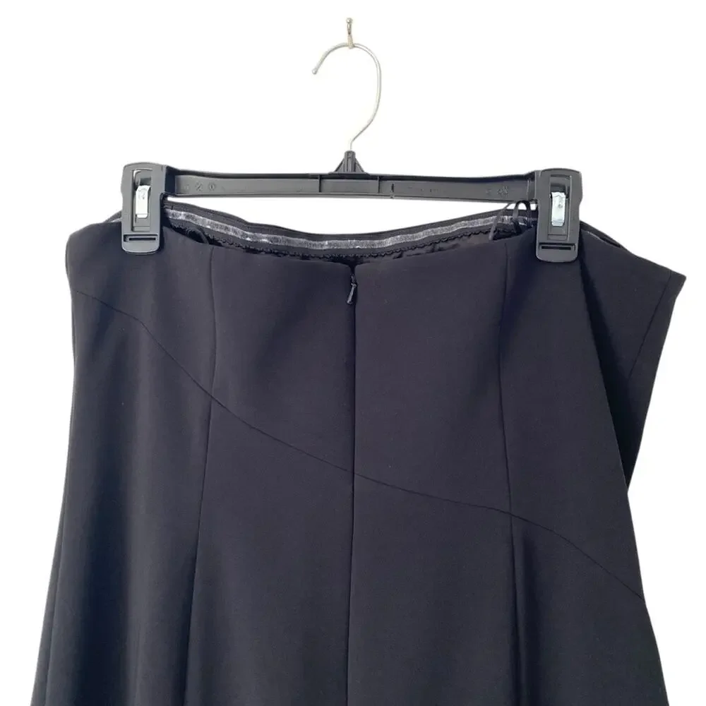 Jay Godfrey Allman Black Strapless Ruffle Gown Side Slit lined in satin size 12 - Picture 5 of 9